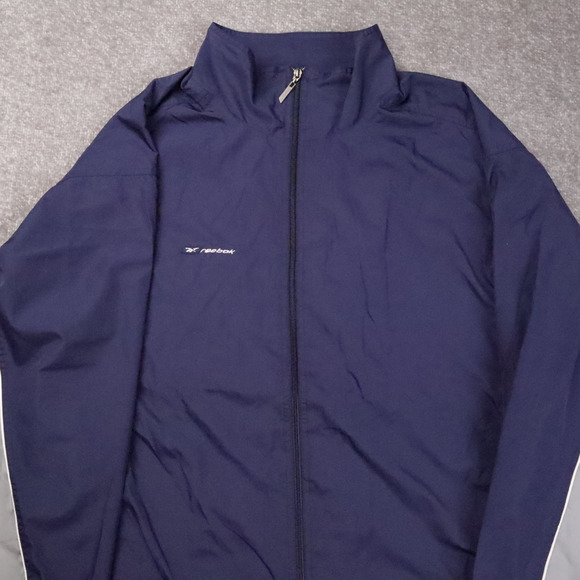 Vintage Reebok Logo XL Blue Gray Long Sleeve Full Zip Nylon Athletic Jacket - Picture 6 of 9